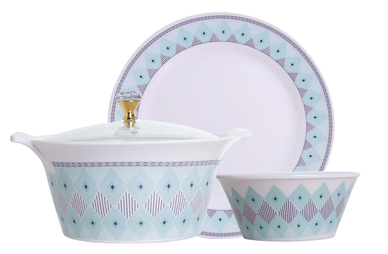 Aqua Geometric Dinner Set view 2