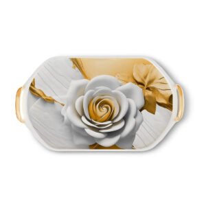 Gold & White Rose Serving Tray