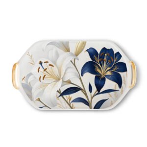 Two-Color Floral Serving Tray Set
